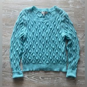Sweet Republic aqua blue cable knit bubble pop sweater L